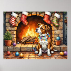 American Staffordshire Terrier Julbelysning Poster