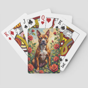 American Staffordshire Terrier Rosenträdgård Konst Casinokort