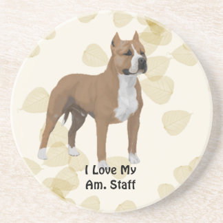 American Staffordshire Terrier ~ Tan Löv Motiv Underlägg Sandsten