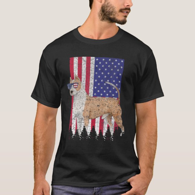 American StaffordTerrier Patriotic Hund Ameri T Shirt (Framsida)