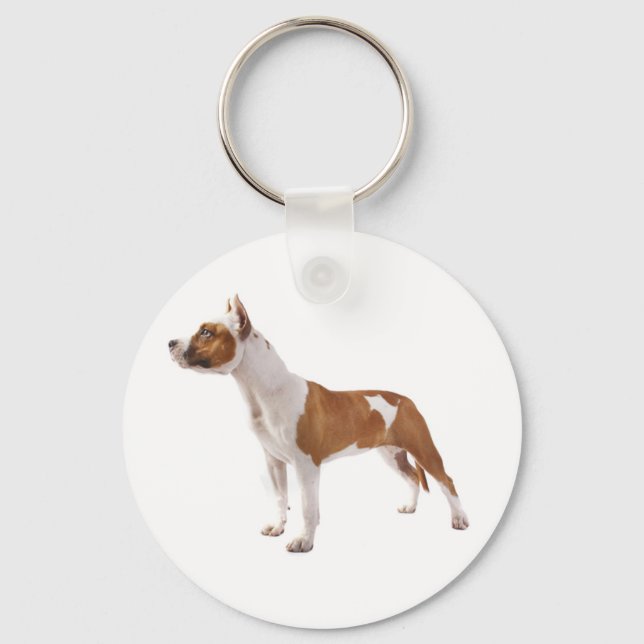 American StaffordTerrier Puppy Hund Keychain Nyckelring (Framsida)