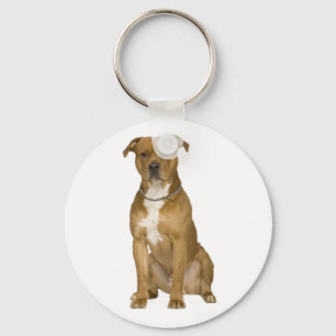 American StaffordTerrier Puppy Hund Keychain Nyckelring