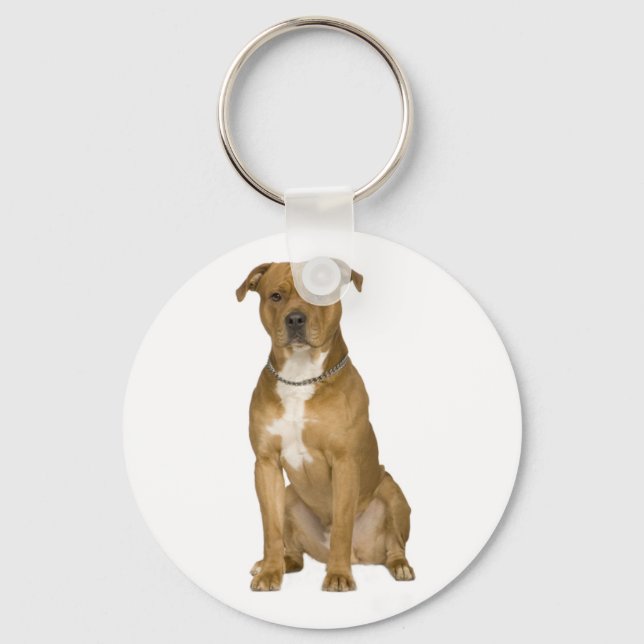 American StaffordTerrier Puppy Hund Keychain Nyckelring (Framsida)