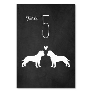 American StaffordTerrier Silhouettes Bröllop Bordsnummer