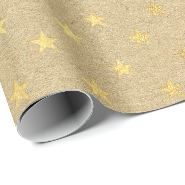 American Stars Kraft Guld Natural Elegant Minimal Presentpapper (Rullad Hörn)