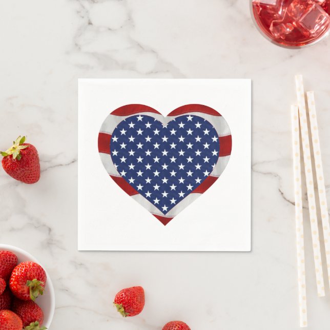 American Stars och stripes Heart Patriotic Pappersservett (Insitu)