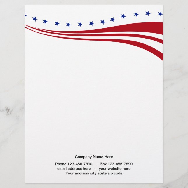American Stars och stripes Patriotic Stationary Brevhuvud (Framsida)