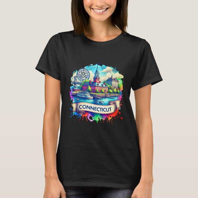 American State Map T-Shirts - Connecticut USA map (Framsida)