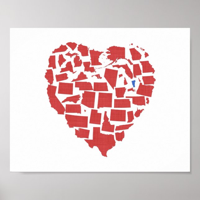 American Stater Heart Mosaic Vermont Red Poster (Framsidan)