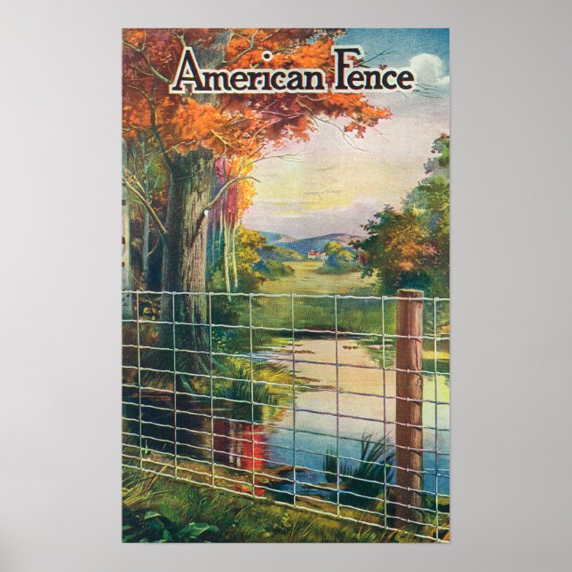 American Steel & Wire Co Fence Roadside Scene Poster (Framsidan)