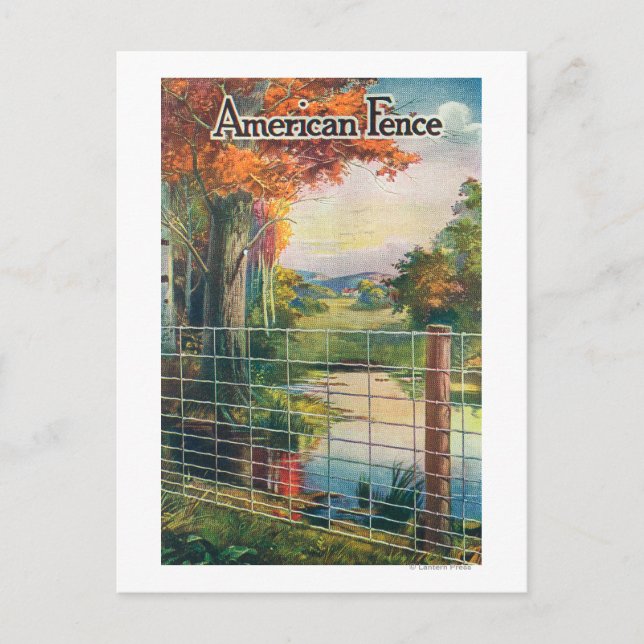American Steel & Wire Co Fence Roadside Scene Vykort (Framsida)