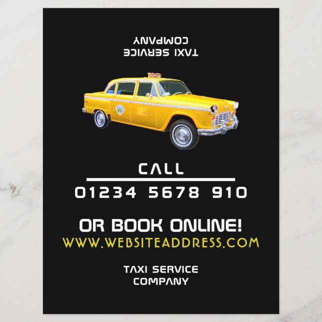American Stil Taxi Cab med Prisare lista Reklamblad (Framsidan)