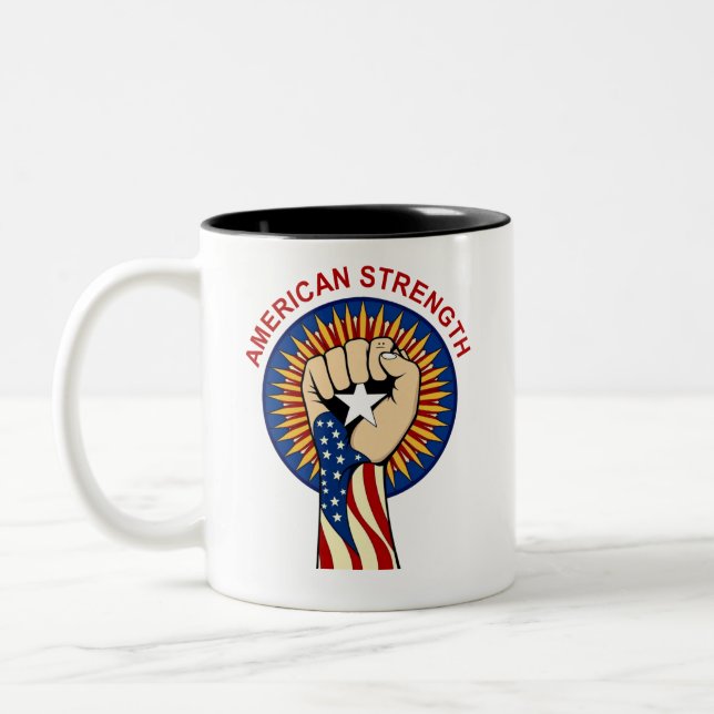 American Strength – United We Stand Fist T-Shirt Två-Tonad Mugg (Vänster)
