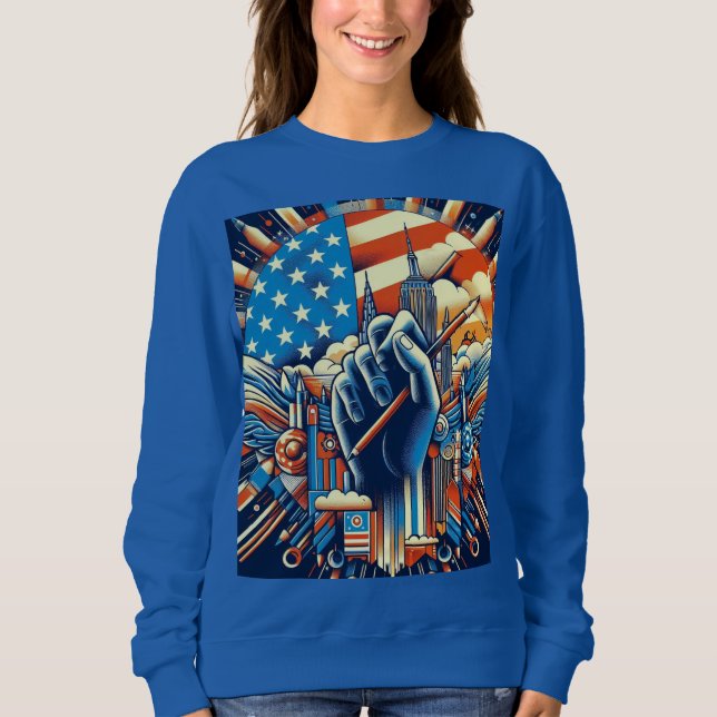 American Style Hoodie – USA Trendy Everyday Wear T Shirt (Framsida)