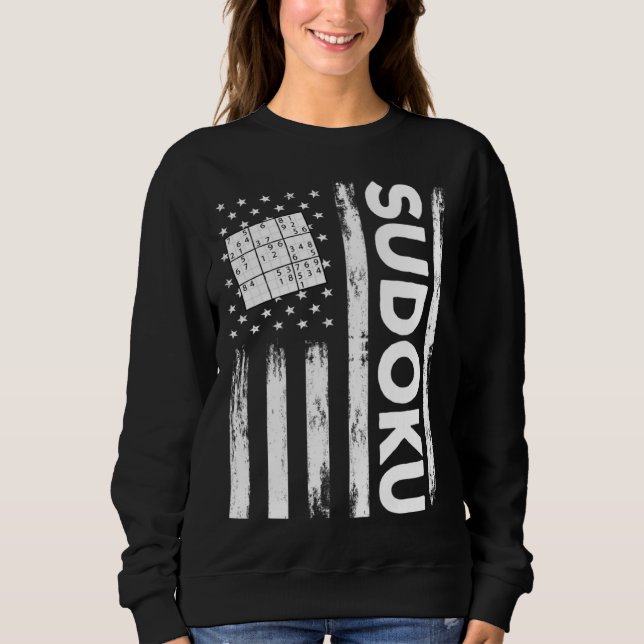 American Sudoku Puzzle Outfit USA Flag T Shirt (Framsida)