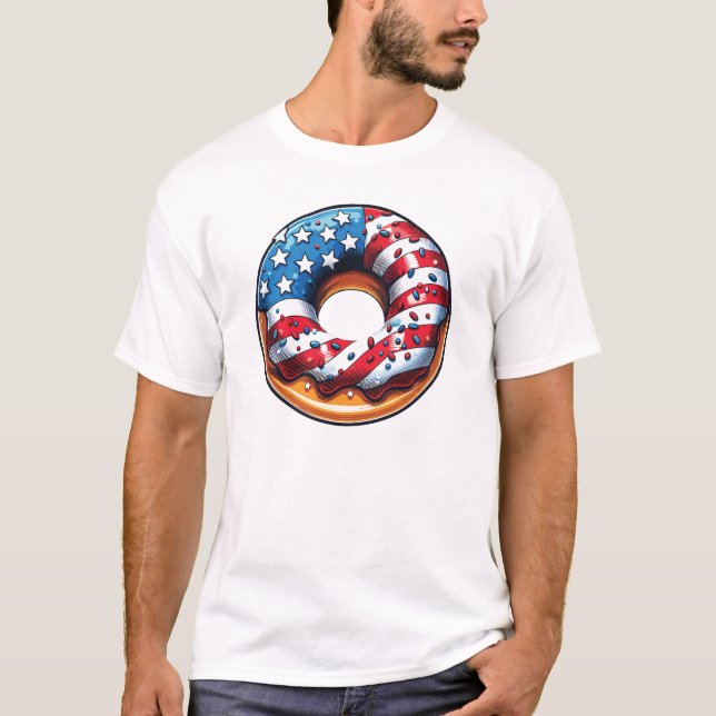 American Sweet Donut - USA Food T Shirt (Framsida)