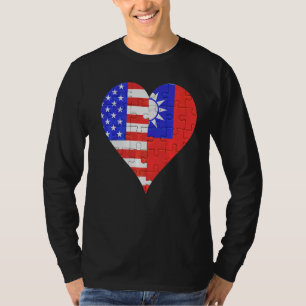 American Taiwanese Flagga Heart T Shirt