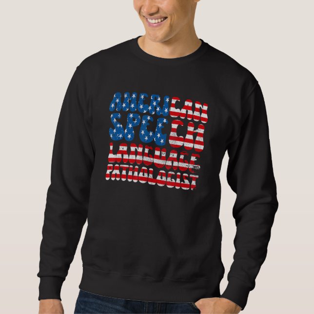 American Tal Language Patholog US Flagga SLP Lång Ärmad Tröja (Framsida)