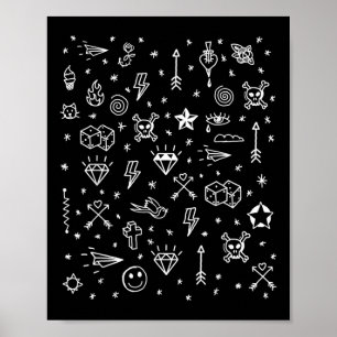 American Tattoo Flash, traditionell Tattodesign Poster