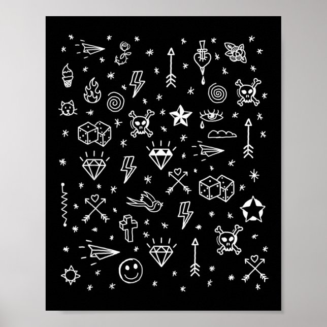 American Tattoo Flash, traditionell Tattodesign Poster (Framsidan)