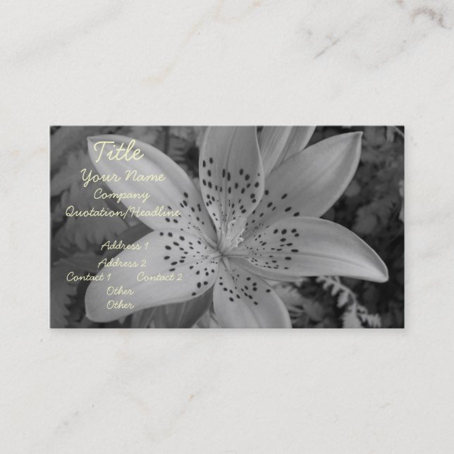 American Tiger Lily Visitkort (Framsida)