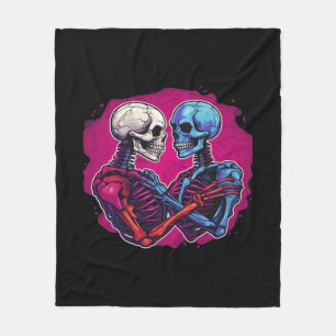 American Traditional Skeleton Holding Händer Tatto Fleecefilt