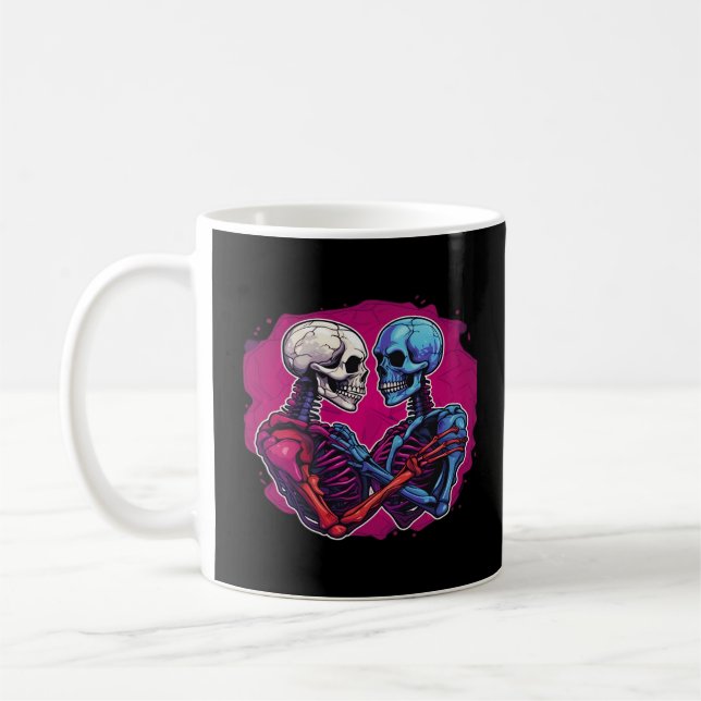 American Traditional Skeleton Holding Händer Tatto Kaffemugg (Vänster)