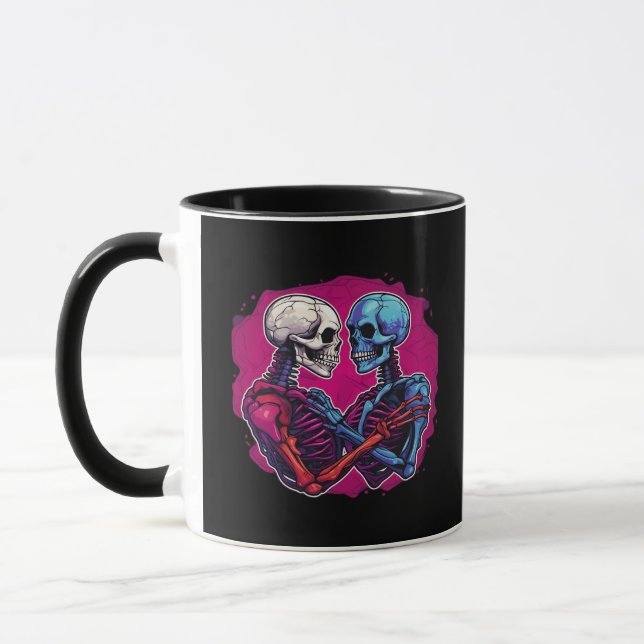 American Traditional Skeleton Holding Händer Tatto Mugg (Vänster)