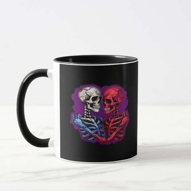 American Traditional Skeleton Holding Händer Tatto Mugg (Vänster)