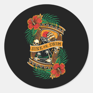 American Traditional Tatto Old school Flash Skull Runt Klistermärke