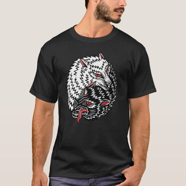 American Traditional Tatto Old school Flash Varg T Shirt (Framsida)