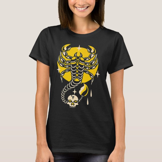 American Traditional Tattoo Scorpion Old School Fl T Shirt (Framsida)