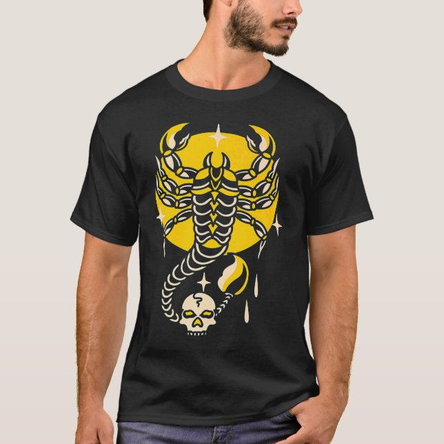 American Traditional Tattoo Scorpion Old School Fl T Shirt (Framsida)