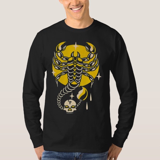 American Traditional Tattoo Scorpion Old School Fl T Shirt (Framsida)