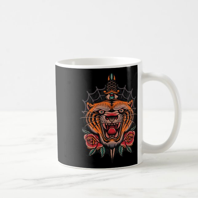American Traditional Tiger Tattoo Kaffemugg (Höger)