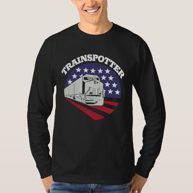 American Trainspotter Train America Trainspotting  T Shirt (Framsida)
