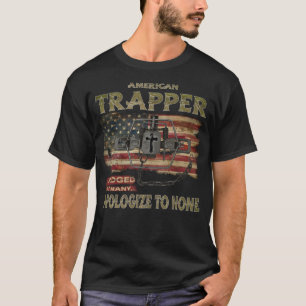 American Trapper Coyote Steel Trap American Flagga T Shirt