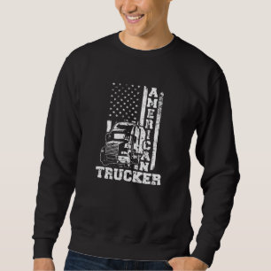 American Trucker American Flagga Us Patriotic Big  Lång Ärmad Tröja
