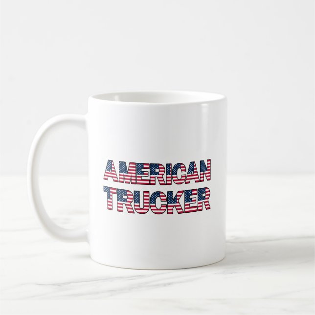 American Trucker Brev Flagga Patriotic Road Kaffemugg (Vänster)