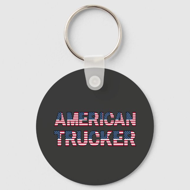 American Trucker Brev Flagga Patriotic Road Nyckelring (Framsida)