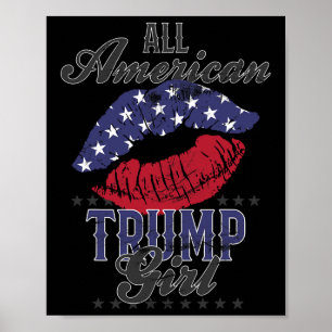 American Trump Girl USA flagga Läppar Gop Vote 202 Poster