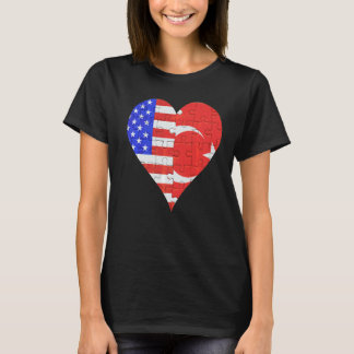 American Turkisk Flagga Heart T Shirt