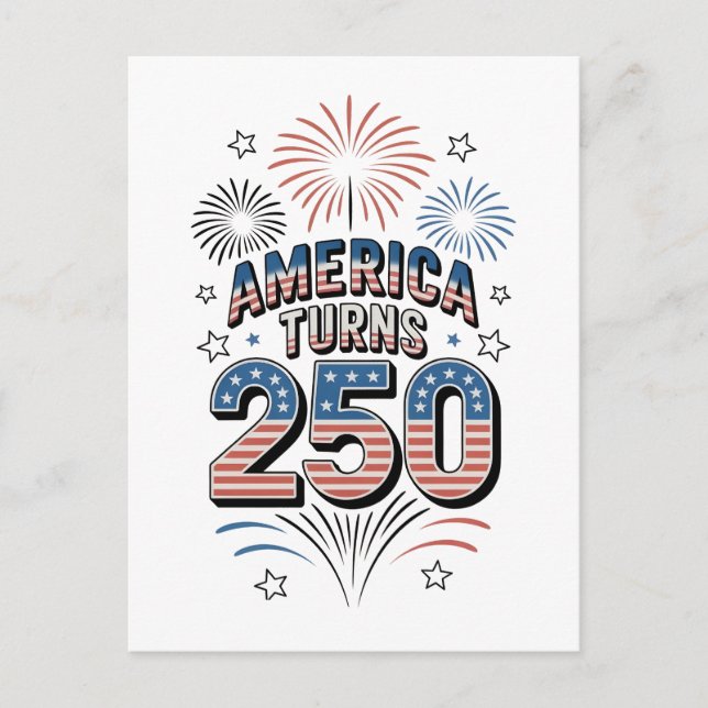 American Turn 250-års 4:e juli fyrverkerier Vykort (Framsida)