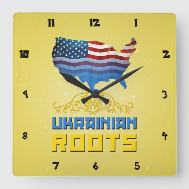 American Ukrainska rötter Wall Clock Fyrkantig Klocka (Framsida)