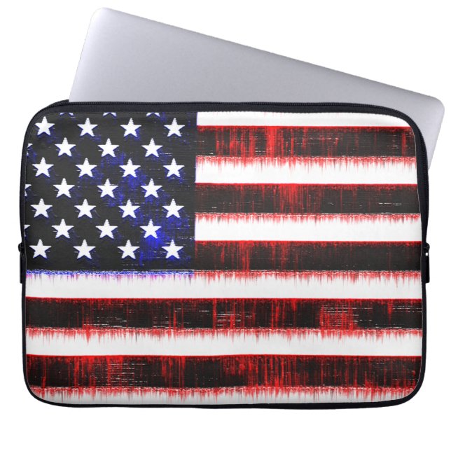 American United States - USA flag, notched drizzle Laptop Fodral (Framsidan)