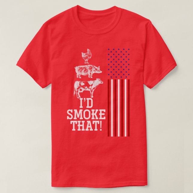 American US Flagga Barbecue BBQ T Shirt (Design framsida)