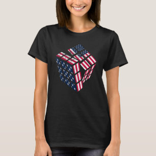 American USA Cube Speed Cubing Puzzle Manar Wom T Shirt