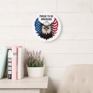 American USA Eagle Flagga Wall Clock Stor Klocka
