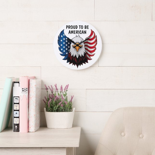 American USA Eagle Flagga Wall Clock Stor Klocka (Läsesal)