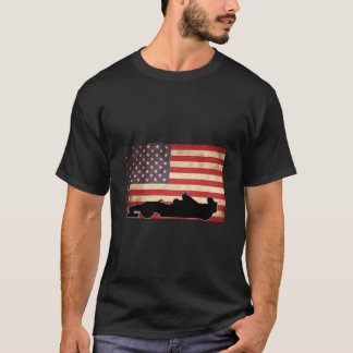 American Usa Flag Indy Car Fan Racecar Formula T Shirt